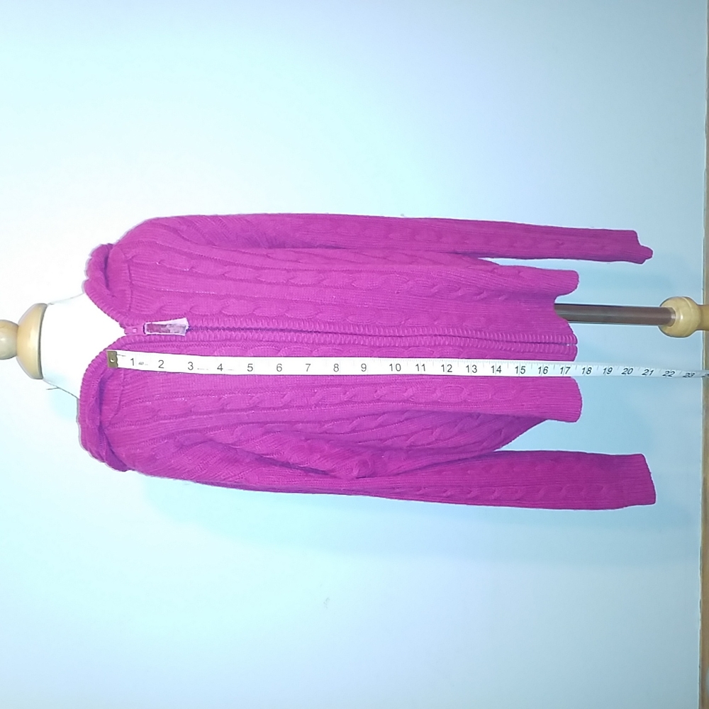 Old Navy SWEATER Jacket Dark Pink Zip Hooded Size L Cable Knit - Picture 3 of 9